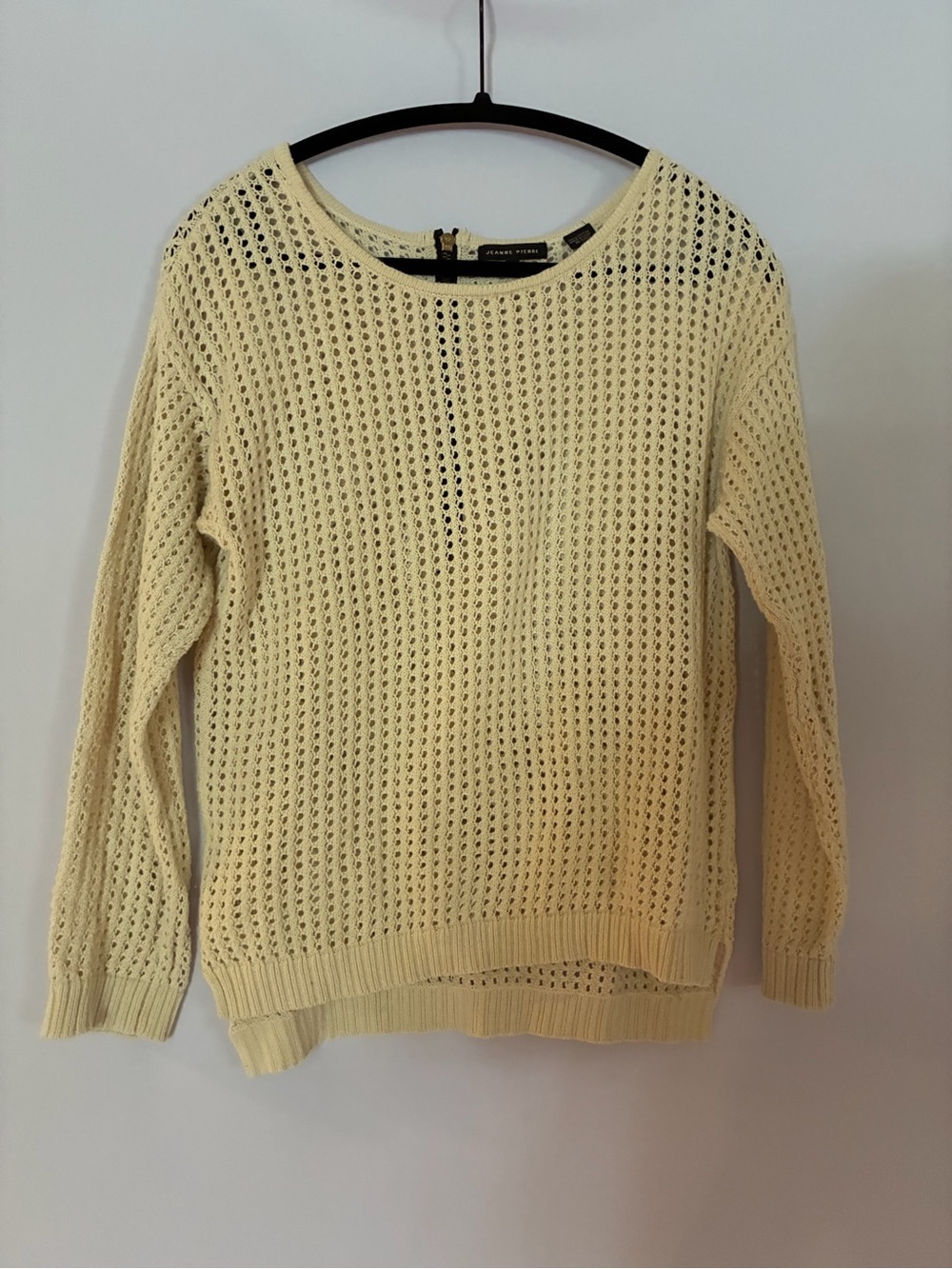 JEANNE PIERRE Open-Knit Scoop Neck Sweater in Cream -Sz M